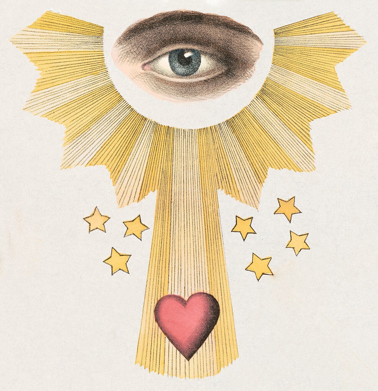 Illustration of an eye in a triangle with radiating lines